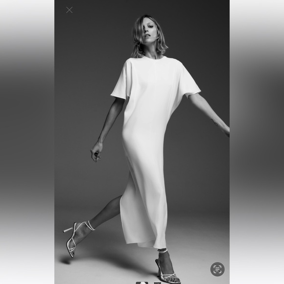NWT ZARA Flowy Midi Dress Elegant White Maxi Dress - Picture 3 of 14